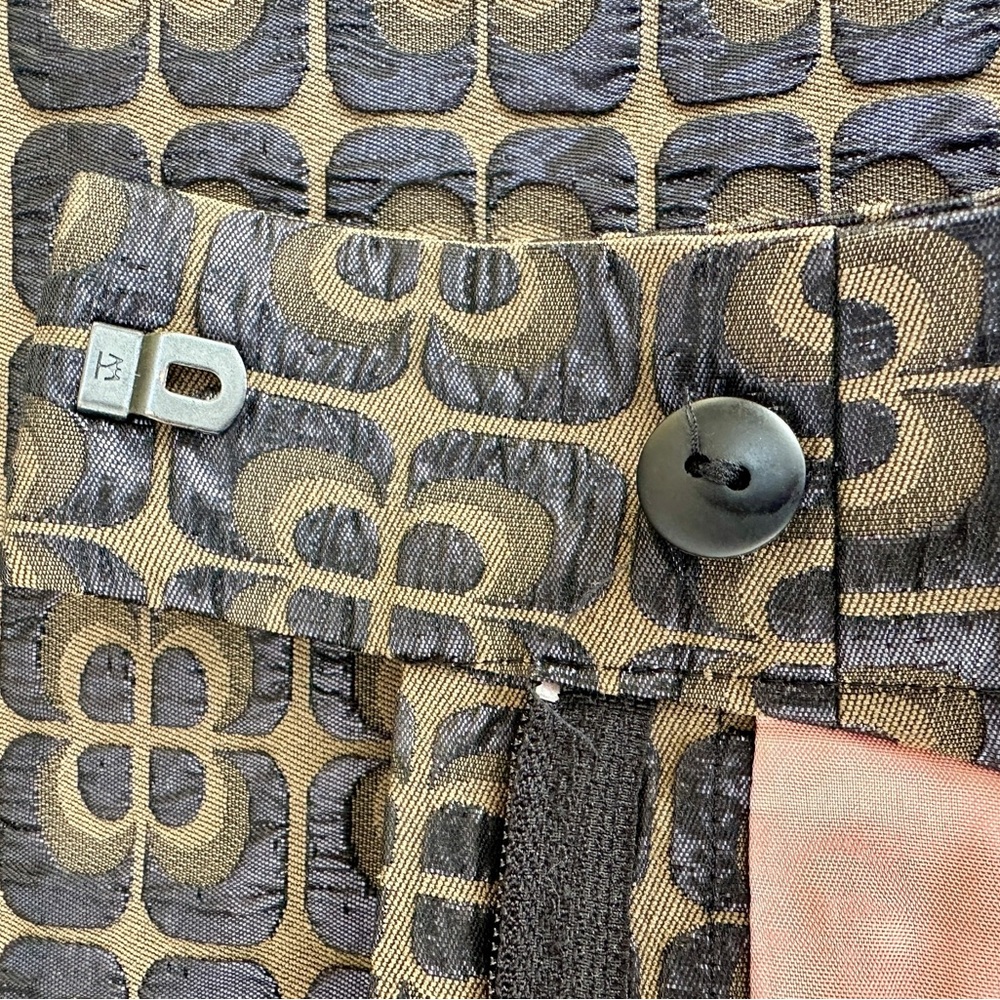 Gorgeous Orla Kiely Navy Olive Crop Jacquard Pants UK8 US4 NWOT - Picture 2 of 8